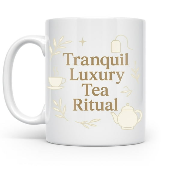 Luxury Tea Ritual 11 oz Coffee Mug - Gift for Tea Connoisseur White Ceramic