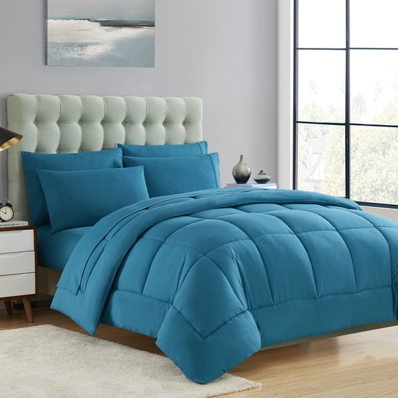 Luxury Teal 7-piece Bed in a Bag Down Alternative Comforter Setl, Twin XL
