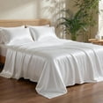 thumbnail image 1 of Luxury Tencel & Viscose Derived from  Sheet Set Deep Pocket Cooling for Hot Sleepers Silky Smooth  Breathable Bedding, 1 Year Quality Promise (White, ), 1 of 6