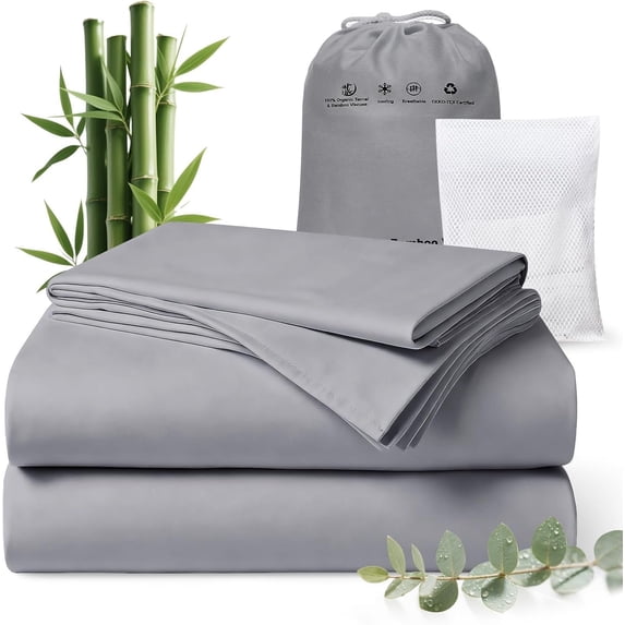Luxury Tencel & Viscose from Cooling Sheet Set,Silky Soft Lyocell Sheets with Deep Pocket, & Breathable Bedding with Pillowcases(Gray,California )
