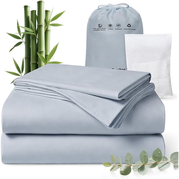 Luxury Tencel & Viscose from Cooling Sheet Set,Silky Soft Lyocell Sheets with Deep Pocket, & Breathable Bedding with Pillowcases (Sterling Blue,)