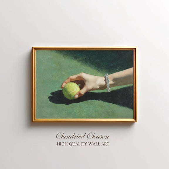 Luxury Tennis Court Art Elegant Diamond Bracelet Ball Old Money, Unframed Paper Poster 8x10in