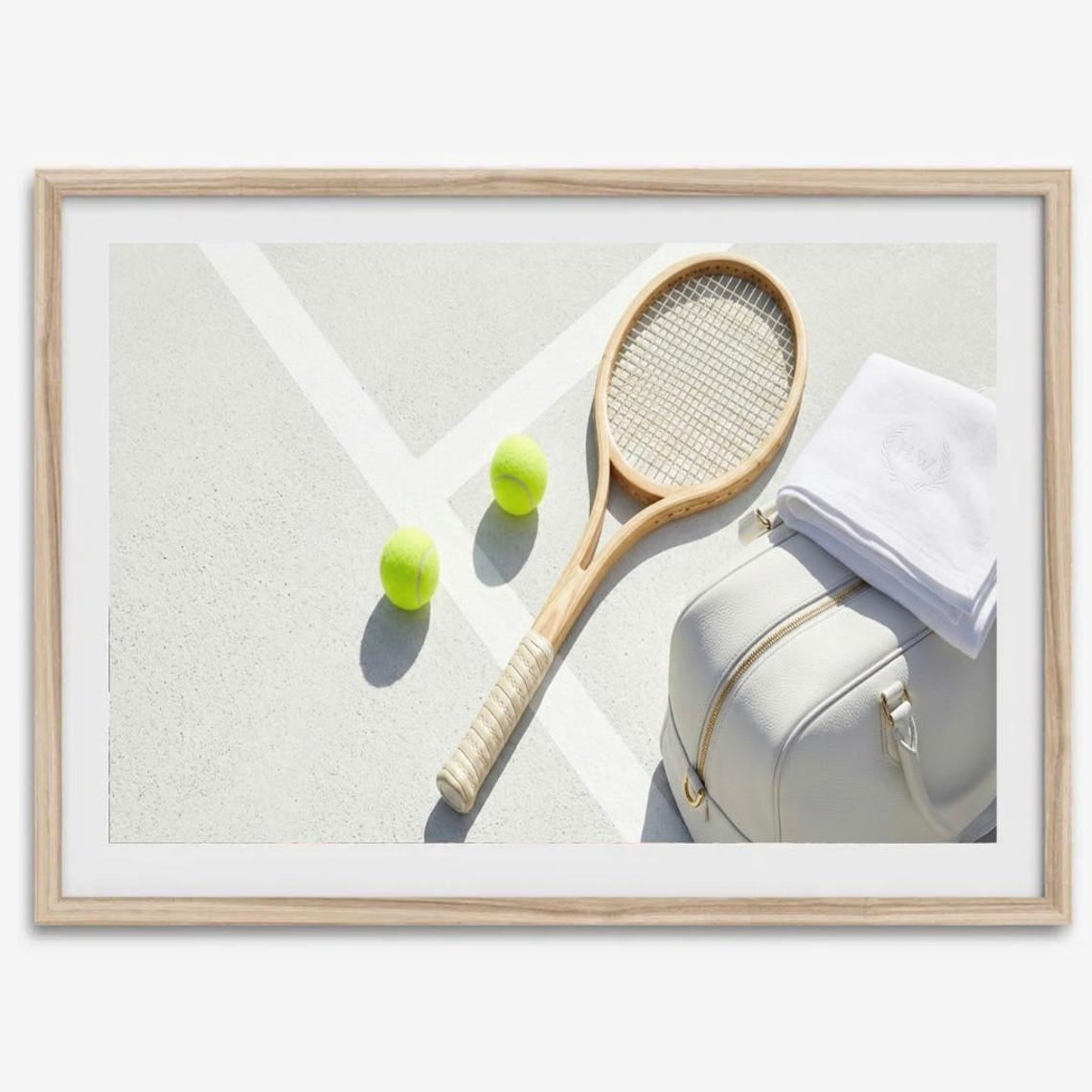 Prind New Racket Luxury Tennis Wall Art Print, Vintage Racket Country Club Photography ...