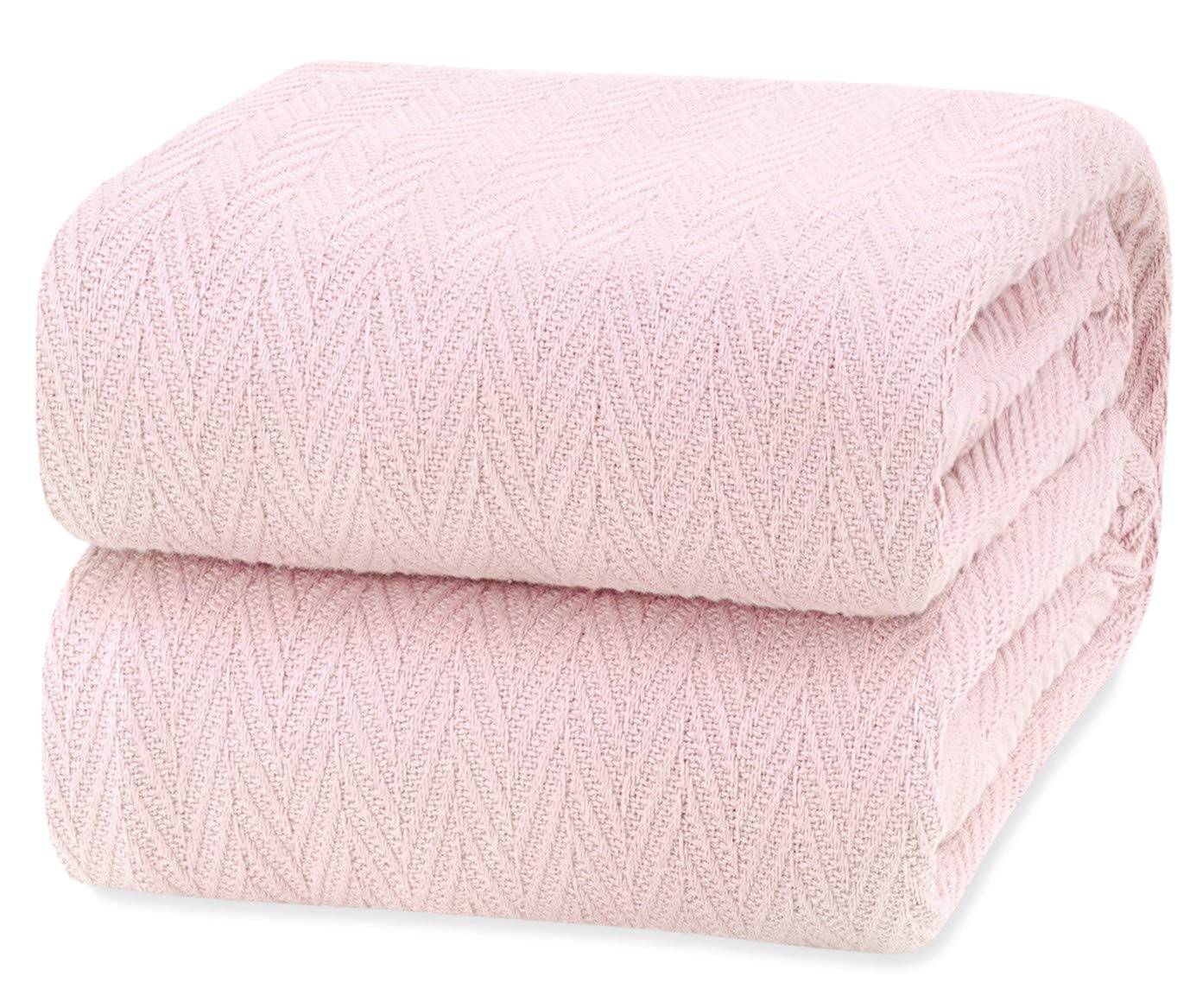Grand Hotel Woven Cotton Blanket, King, Pink