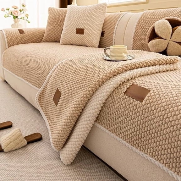 Luxury Thick Couch Cover, Soft Textured Non-Slip Sofa Seat Protector, Washable Pet-Friendly Furniture Cover