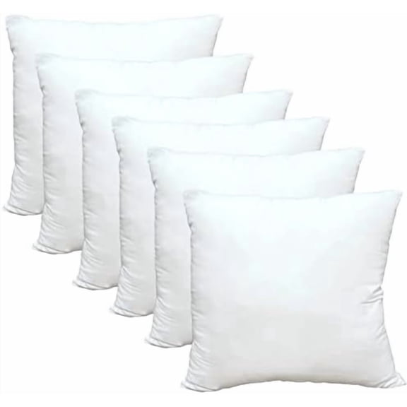 Luxury Throw Pillow Inserts, Pack of 6, 18 x 18 inches Hypoallergenic Ultra Soft White Polyester Microfiber Durable Couch Cushion Fillers