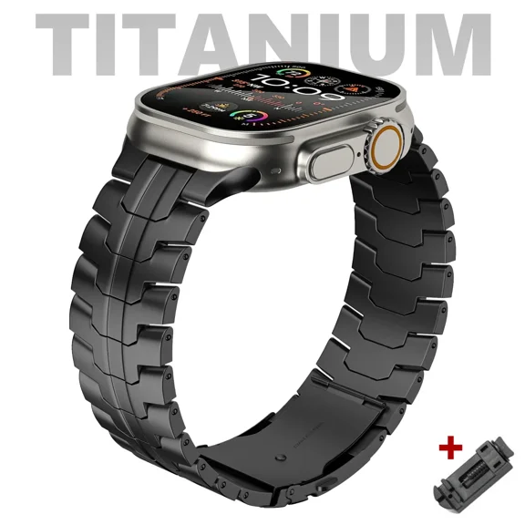 Luxury Titanium Band For Apple Watch Ultra 2 49mm 45mm 44mm 42mm Bracelet For iWatch Series 9 8 7 6 SE 5 4 Business Metal Strap