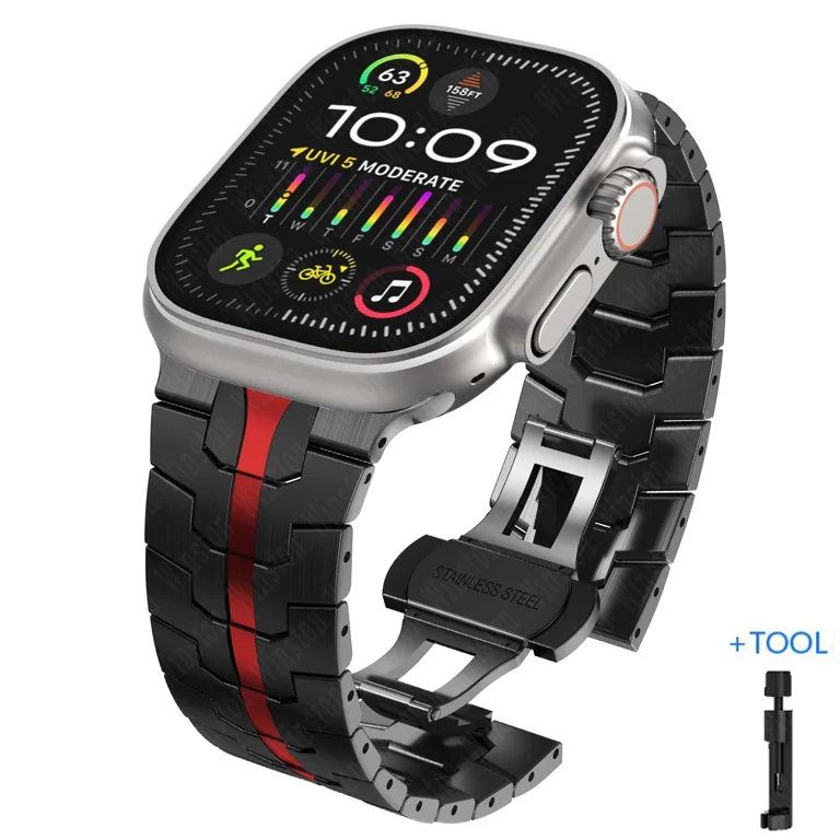 Luxury Titanium Color Strap for Apple Watch Ultra 2 Band 49mm 45mm 44mm 42mm Metal Stainless Steel Bracelet Iwatch 9 8 7 6 5 SE Walmart