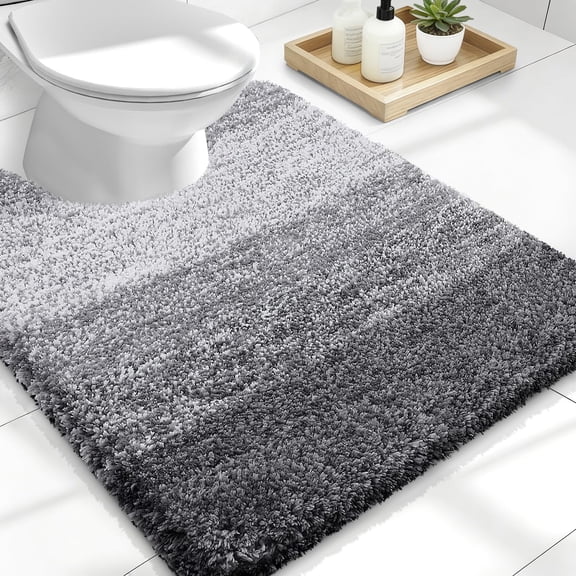 Luxury Toilet Rugs U-shaped 24x20 Extra Soft And Absorbent Microfiber Bathroom Non-slip Plush Shaggy Bath Mat Machine Wash Dry Contour Mats For Base Grey