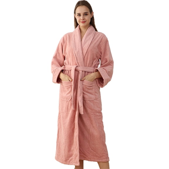 Luxury Towel Bathrobe For Women Men Couples, Dressing Gown Womens Cotton Bathrobes Soft Warm Kimono Bath Robe Unisex Lightweight Pajamas Long Robes Nightgowns