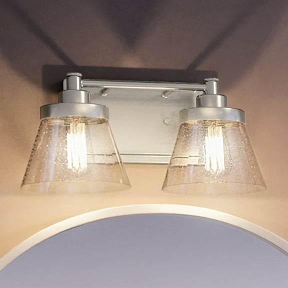 Luxury Traditional Bath Light, 7.75H x 15.5W, with Modern Farmhouse Style, Brushed Nickel, UHP3990 by Urban Ambiance