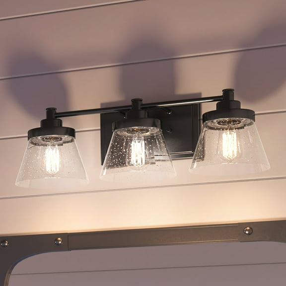 Luxury Traditional Bath Light, 7.75H x 24.5W, with Modern Farmhouse Style, Midnight Black, UHP3997 by Urban Ambiance