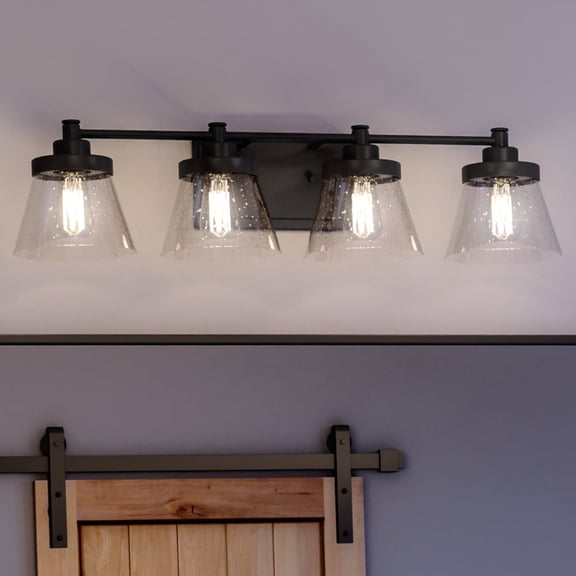 Luxury Traditional Bath Light, 7.75H x 33.5W, with Modern Farmhouse Style, Midnight Black, UHP3998 by Urban Ambiance