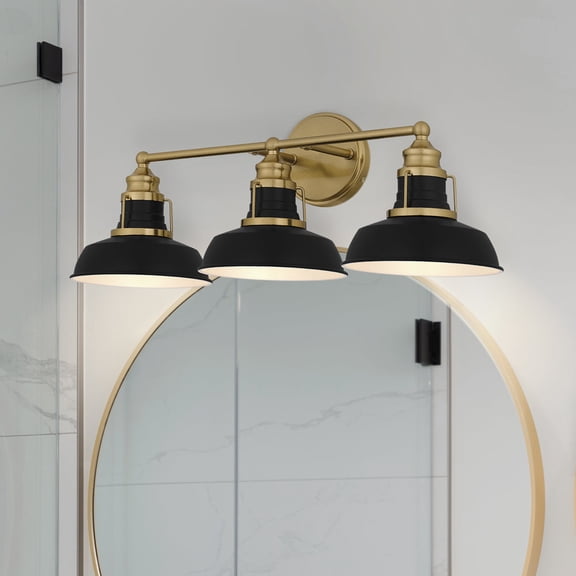 Luxury Traditional Bath Light, Large Size: 9''H x 25.5''W, with Urban Loft Style Elements, Aged Brass Finish, UQL5421 from the Werribee Collection by Urban Ambiance