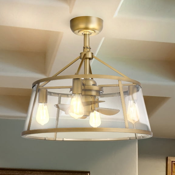 Luxury Traditional Ceiling Fan, Large Size: 15.75''H x 22.00''W, with Modern Farmhouse Style Elements, Weathered Brass Finish, UQL9090 from the Guildford Collection by Urban Ambiance
