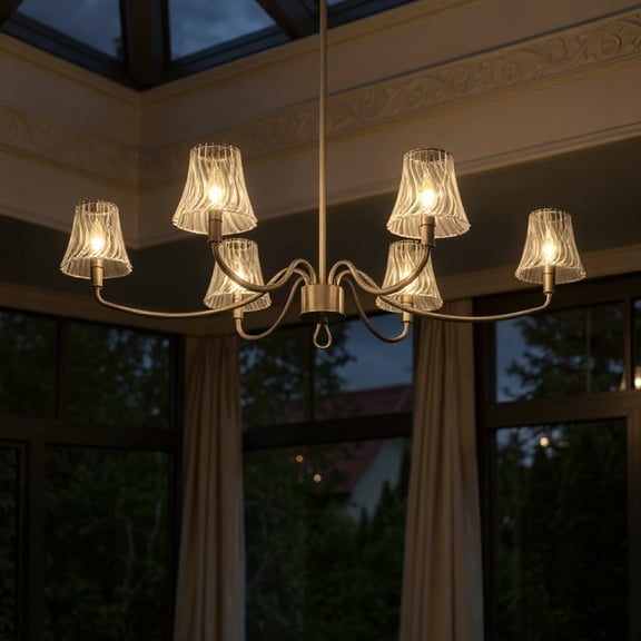 Luxury Traditional Chandelier, Brushed Nickel, UQL6236