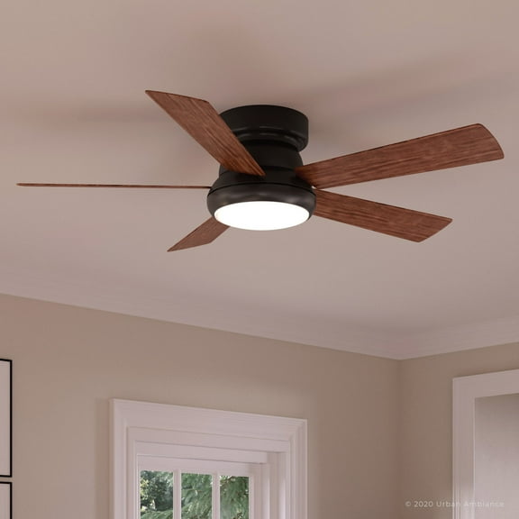 Luxury Traditional Indoor Ceiling Fan, 11.625''H x 52''W, with Transitional Style Elements, Contemporary Design, Olde Bronze Finish and Etched Opal Glass, UHP9230