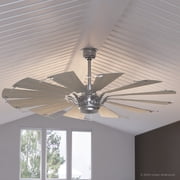 Luxury Traditional Indoor Ceiling Fan, 17.375H x 60W, with Urban Industrial Style Elements, Urban Loft Design, Aged Nickel Finish, UHP9021