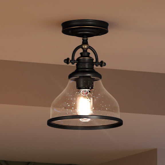 Luxury Traditional Indoor Ceiling Light, 10.50''H x 8.00''W, with Classic Style Elements, Vintage Design, Parisian Bronze Finish and Clear Seeded Glass, UQL3662