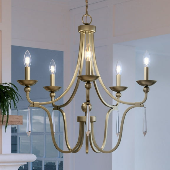 Luxury Traditional Indoor Chandelier, 24.25''H x 25.00''W, with Posh Style Elements, Colonial Design, Olde Brass Finish and Open Candlestick, UQL4070