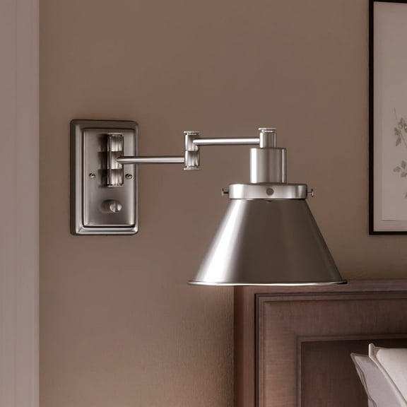Luxury Traditional Indoor Wall Sconce, 9.625''H x 8.25''W, with Modern Farmhouse Style Elements, Colonial Design, Brushed Nickel Finish and Brushed Nickel, UHP3310