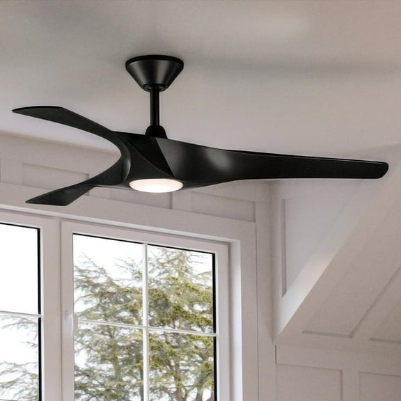 Luxury Transitional Ceiling Fan, 13.5H x 52W, with Modern Style, Midnight Black, UHP9361 by Urban Ambiance
