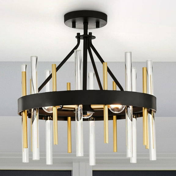 Luxury Transitional Ceiling Light, Matte Black, UHP4760