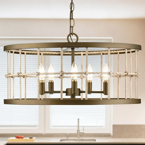 Luxury Transitional Chandelier, Aged Brass, UHP4691
