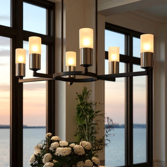 Luxury Transitional Chandelier, Matte Black, UQL6101