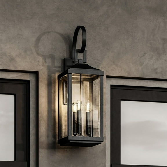 Luxury Transitional Wall Sconce, 30.625H x 9.5W, with Farmhouse Style, Midnight Black, UHP1404 by Urban Ambiance