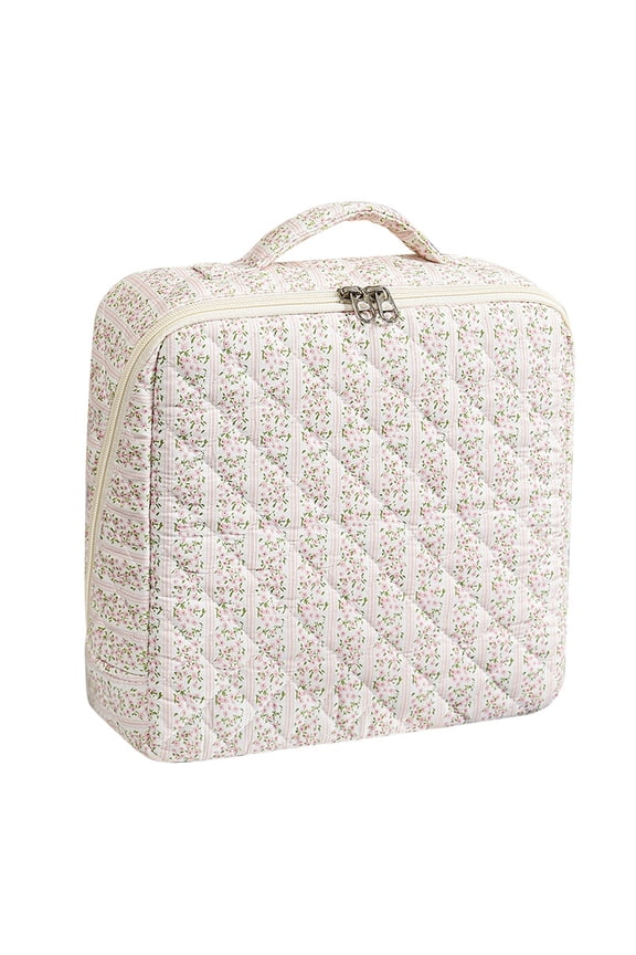 Luxury Travel Makeup Bag, Large Capacity Cosmetic Bag for Women, Waterproof Quilting, Portable Toiletry Bag for Skincare, Brushes & Travel Essentials