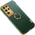 thumbnail image 1 of Luxury Trend Crocodile Pattern TPU Phone case with Metal Ring Bracket for Samsung Galaxy M33 M52 M53 M62 5G Shell Edge Reinforced Shockproof Protective Back Cover(Green,M62), 1 of 8