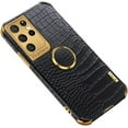 thumbnail image 1 of Luxury Trend Crocodile Pattern TPU Phone case with Metal Ring Bracket for Samsung Galaxy Note 20 10 9 8 Ultra Pro S10 4G 5G Plus Lite Edge Reinforced Shockproof Back Cover(Black,Note 20 Ultra), 1 of 8