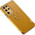 thumbnail image 1 of Luxury Trend Crocodile Pattern TPU Phone case with Metal Ring Bracket for Samsung Galaxy S23 S22 S21 S20 Ultra Plus FE Shell Edge Reinforced Shockproof Protective Back Cover(Yellow,S23 Ultra), 1 of 7
