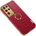 thumbnail image 1 of Luxury Trend Crocodile Pattern TPU Phone case with Metal Ring Bracket for Samsung Galaxy S23 S22 S21 S20 Ultra Plus FE Shell Edge Reinforced Shockproof Protective Back Cover(Red,S21 Ultra), 1 of 8