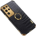 thumbnail image 1 of Luxury Trend Crocodile Pattern TPU Phone case with Metal Ring Bracket for Samsung Galaxy S23 S22 S21 S20 Ultra Plus FE Shell Edge Reinforced Shockproof Protective Back Cover(Black,S23 Ultra), 1 of 8