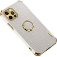 thumbnail image 1 of Luxury Trend Crocodile Pattern TPU Phone case with Metal Ring Bracket for iPhone 14 13 12 11 8 7 6 S X XS XR Plus Pro Max Mini Edge Reinforced Shockproof Protective Back Cover(White,12 Mini), 1 of 8
