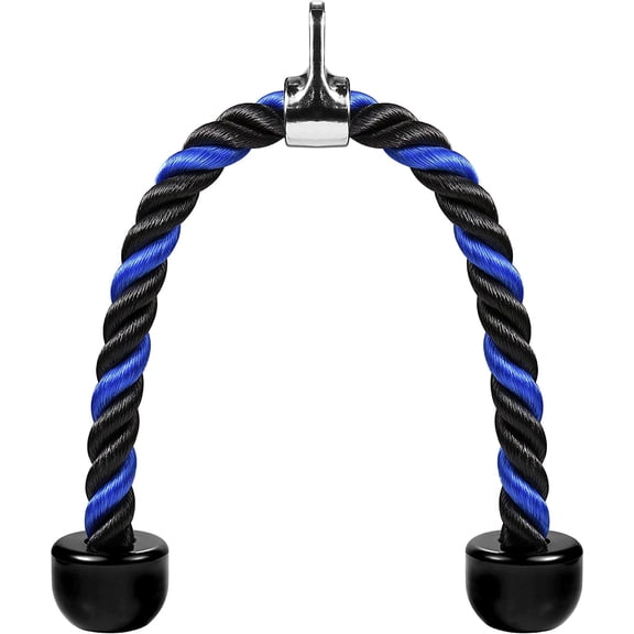 Heavy Duty Nylon Tricep Rope With Durable Rubber Ends For Cable Machine Pulldown, Smooth Rotation Ensures Effortless Motion During Exercises