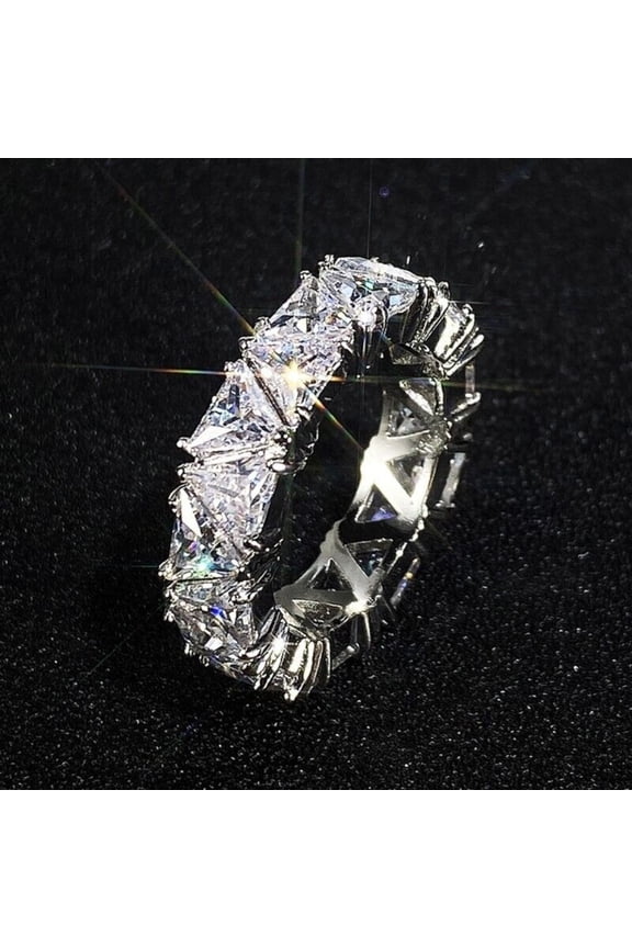 Luxury Trillion Cut Cubic Zirconia Rings Women Jewelry Size 6-10