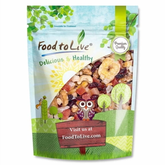 Luxury Tropical Energy Mix, 3 Pounds - Dried Fruit and Nut Trail Mix with Cranberries, Walnuts, Pineapple, Papaya, Cashews and Banana Chips. Vegan, Kosher, Bulk - by Food to Live
