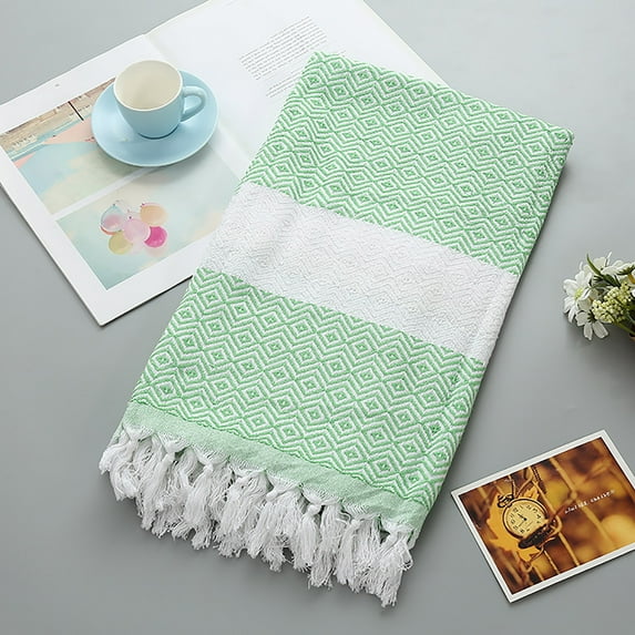 Luxury Turkish Cotton Beach Towel with Elegant Striped Design, Ultra Soft and High Absorbency Large Towel, Foldable Compact Towel for Travel Gym Spa and Beach Outing