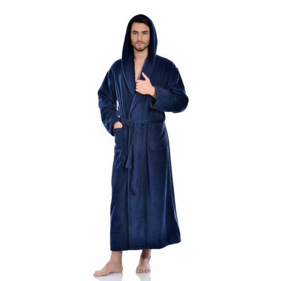 Luxury Turkish Hooded Bath Robes for Men & Women, Bathrobe with Adjustable Belt in Sizes X-Large & Medium