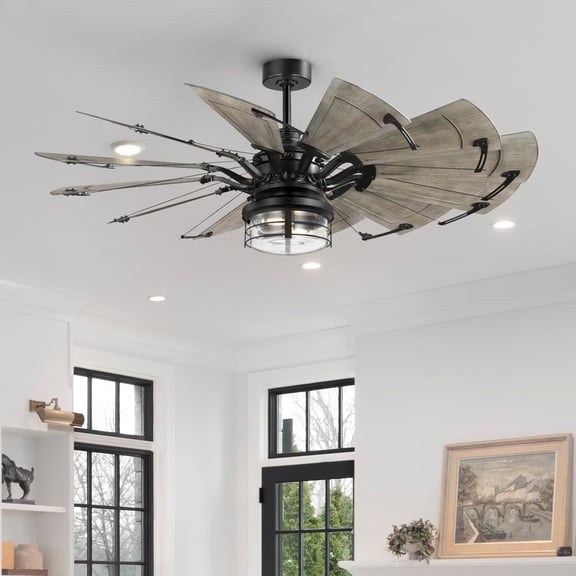 Luxury Tuscan Ceiling Fan, Large Size: 11''H x 12''W, with Old World Style Elements, Matte Black Finish, UHP9478 from the Saybrook Collection by Urban Ambiance