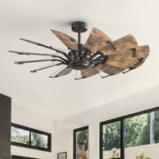 Luxury Tuscan Ceiling Fan, Large Size 17.375H x 52W, with Old World Style Elements, Architectural Bronze Finish, UHP9471 from the Saybrook Collection by Urban Ambiance