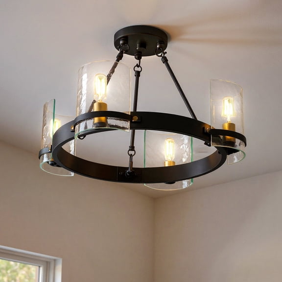 Luxury Tuscan Ceiling Light, Matte Black, UQL6140