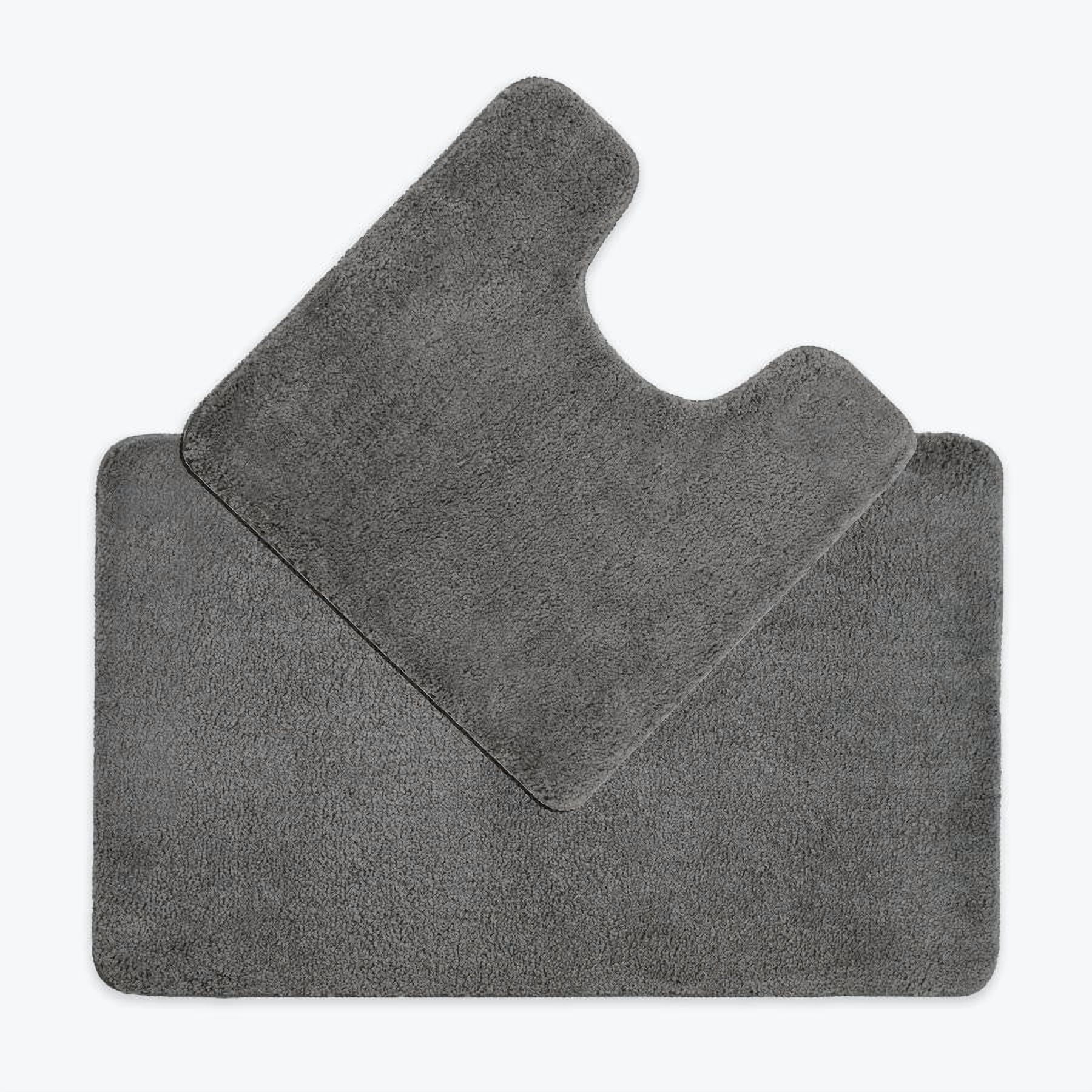Luxury Two Piece Microfibre Bath and Pedestal Toilet Mat Set - Non Slip