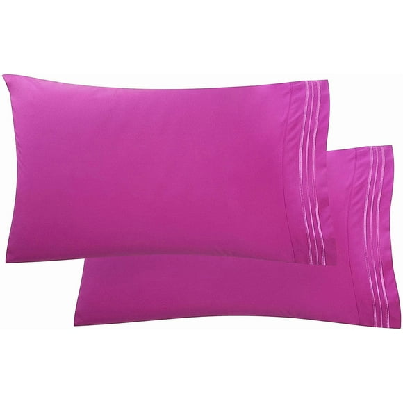 Luxury Ultra-Soft 2-Piece Pillowcase Set - 1500 Premium Hotel Quality Microfiber Double Brushed - Wrinkle Resistant, King Size, Pink