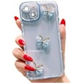 thumbnail image 1 of Luxury Unique Butterfly Bling Rhinestones TPU Phone case for iPhone 14 13 12 11 8 7 X XS XR Plus Pro Max Creative Trendy Skin-Friendly Protective Cover(Blue,XR), 1 of 8