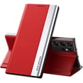 thumbnail image 1 of Luxury Unique Wear-Resistant Leather Flip Phone case for Samsung Galaxy A72 A52 S A32 A22 A12 4G 5G Shell Comfortable Skin-Friendly Anti-Drop Magnetic Bracket Protective Cover(Red,A52S), 1 of 7