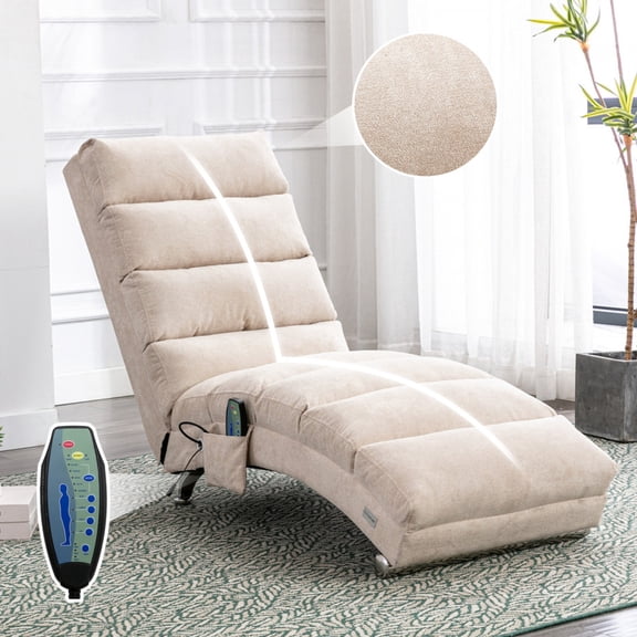 Luxury Upholstered Chaise Lounge Chair with Vibration, Modern Fixed ...